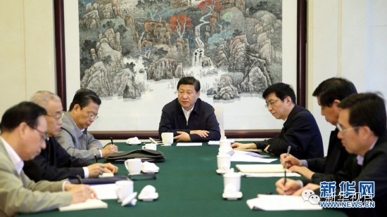 习近平听取中央督导组关于河北省委教育实践活动情况汇报。 新华社记者兰红光摄