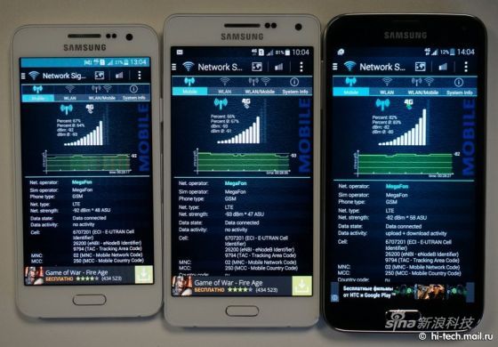 A5/A3及S5信号测试对比