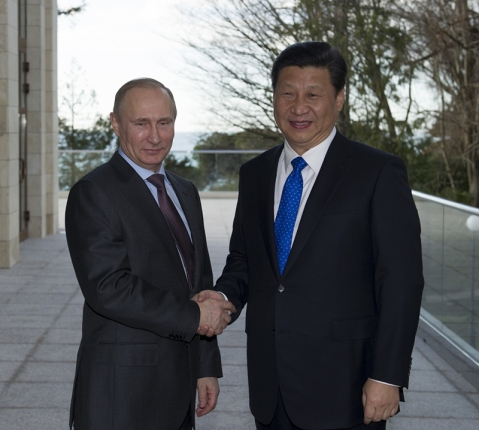 　　（2月6日，国家主席习近平在俄罗斯索契会见俄罗斯总统普京。摄影黄敬文）