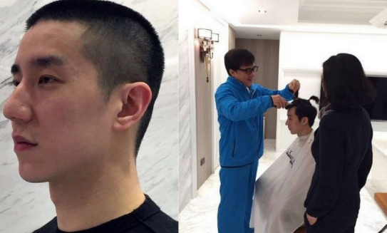 成龙为房祖名理发